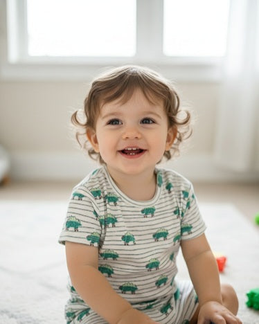 Roar-Ready Striped Dinosaur Shirt