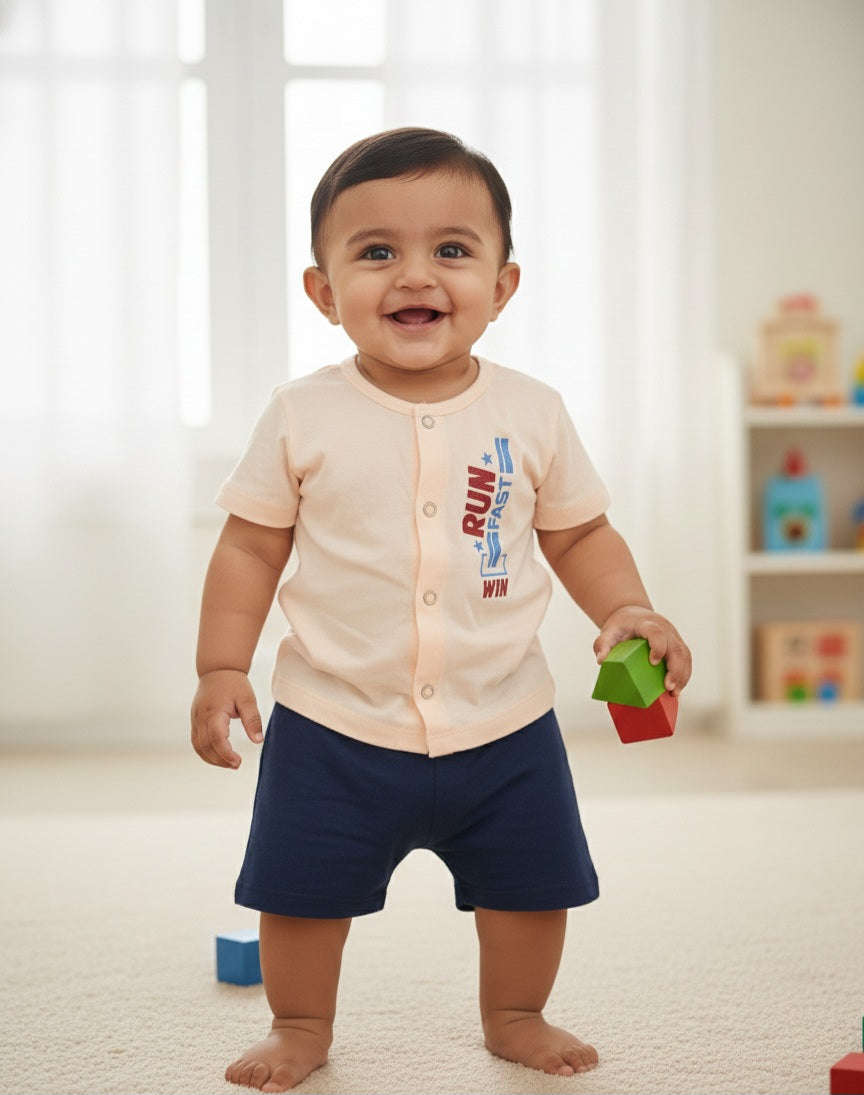 The "Run Fast" Button-Front Tee