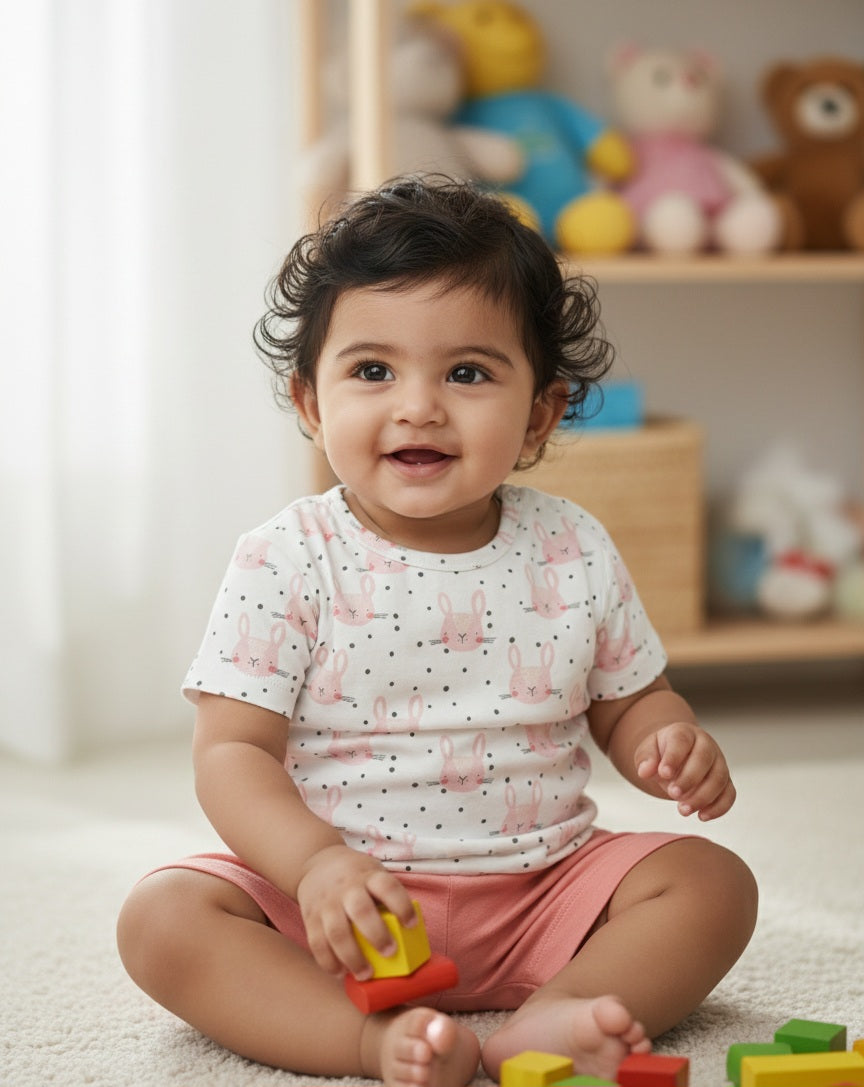 The "Hoppy Days" Bunny Print Tee